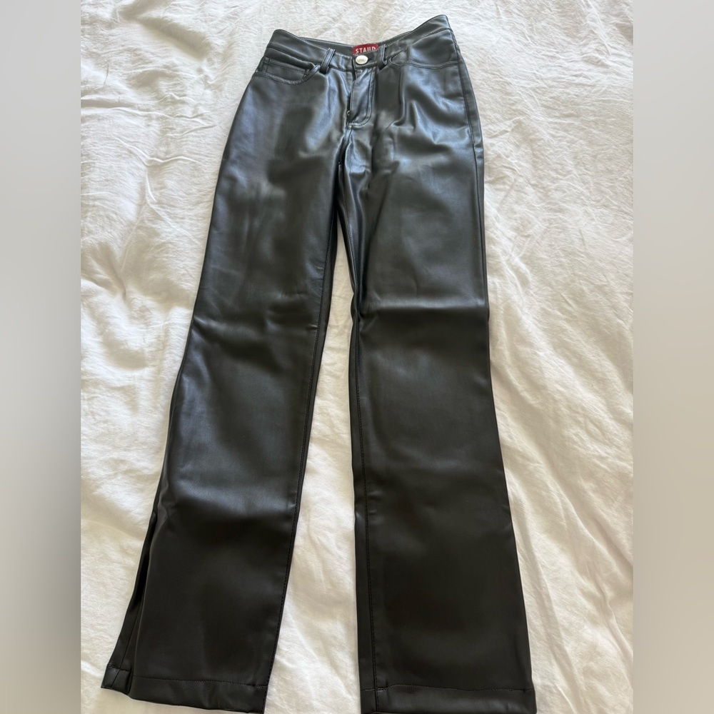 STAUD Black Leather Pants